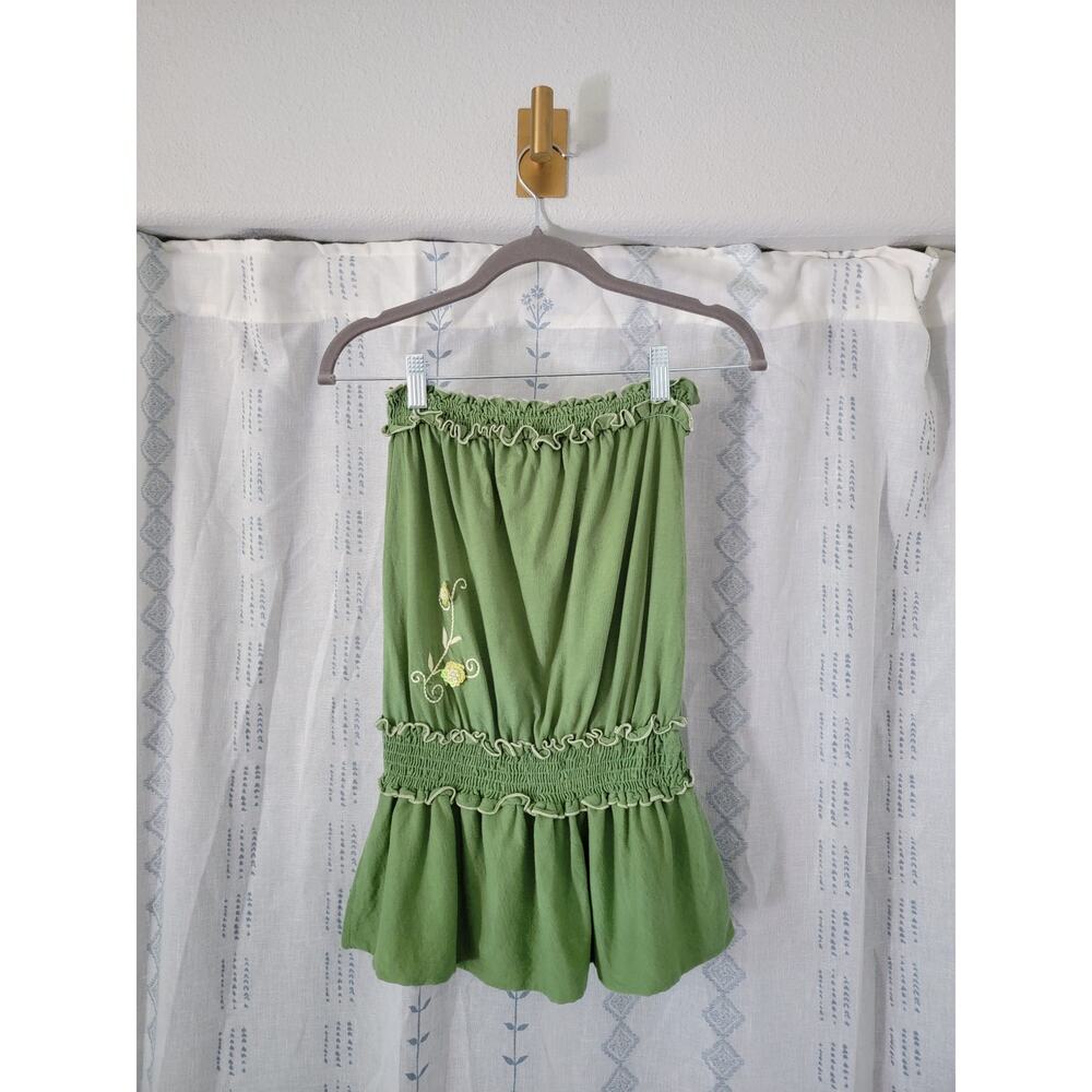 Y2K Licorice Strapless Green Sequin Top